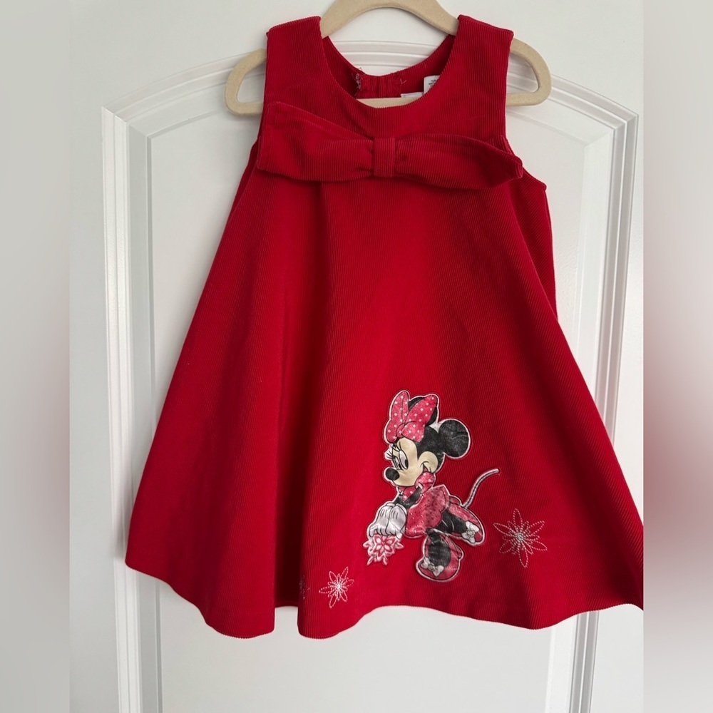 Disney Minnie Mouse Red Winter Corduroy Dress Size 5T